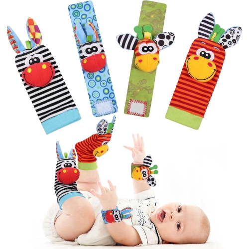 BOKZAZN, Baby Rattles, Wrist Rattles for Newborns, Red