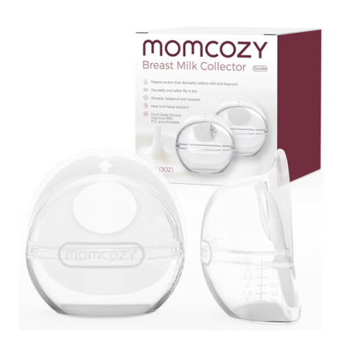 Momcozy Breast Milk Collector, Milk Collectors for Breastfeeding, Reusable Breast Milk Shells, Silicone Catcher with More Fit & Soft (3oz/90ml, 2 Counts)