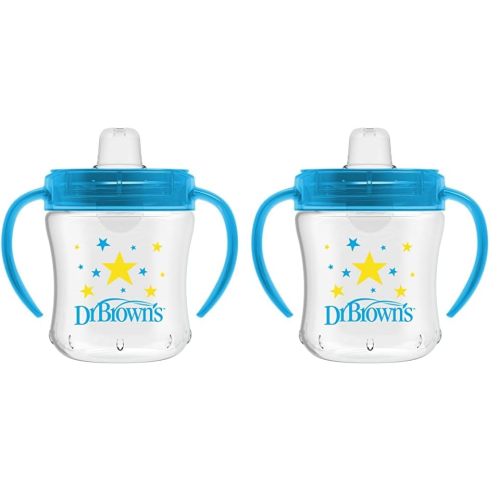 Dr. Brown's Polypropylene (PP) Transition Sippy Cup with Soft Spout - Blue - 6oz - 6m+ (Pack of 2)