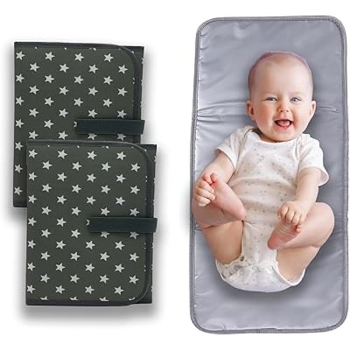 2 Pack-Portable Changing Pad, Portable Diaper Changing Pad for Newborn in 0-12 Months, Waterproof Changing Mat, Foldable Changing Pad Liner That Newborn Essentials Must Haves,Travel Baby Changing Mat