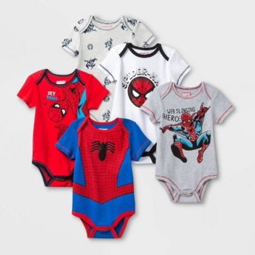 Baby Boys' 5pk Marvel Spider-Man Bodysuit Set, Size: Newborn
