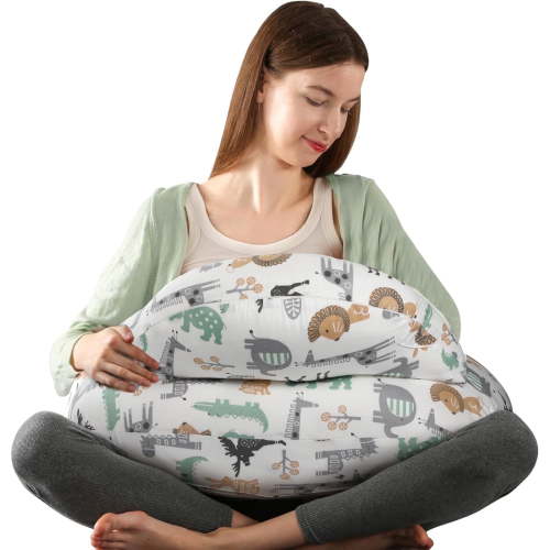 OUKNAK Nursing Pillow for Breastfeeding, Adjustable Waist Strap, Removable Cotton Cover