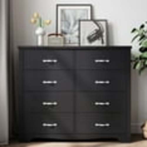 LINSY HOME Black Double Dressers,Chest of 8 Drawers