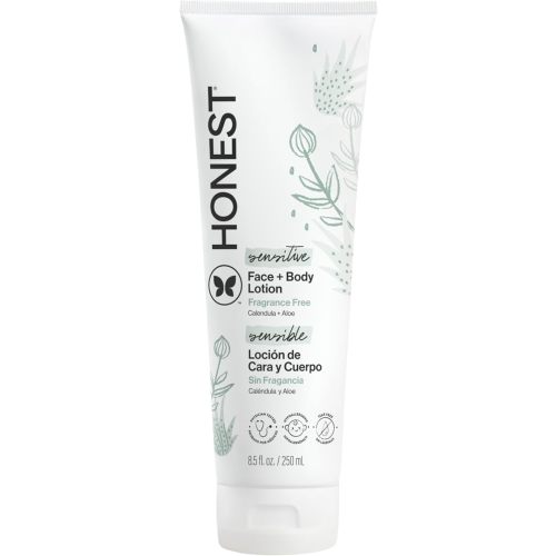 The Honest Company Hydrating Face and Body Lotion, Fast Absorbing, Naturally Derived, Hypoallergenic, Fragrance-Free, Sensitive, 8.5 fl oz