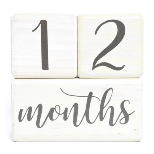 LovelySprouts Milestone Baby Age Blocks | Solid Wood | Baby Age Photo Block