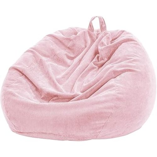 Bean Bag Chair Cover (No Filler) for Kids and Adults,Beanbag Stuffed Animal Storage Without Filling Plush Toys Holder and Organizer Soft Premium Corduroy 200L (Pink)