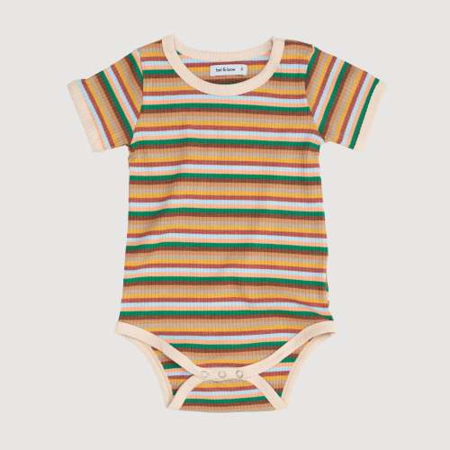 Retro Ringer Ribbed Bodysuit - Tan Stripes – bel & bow