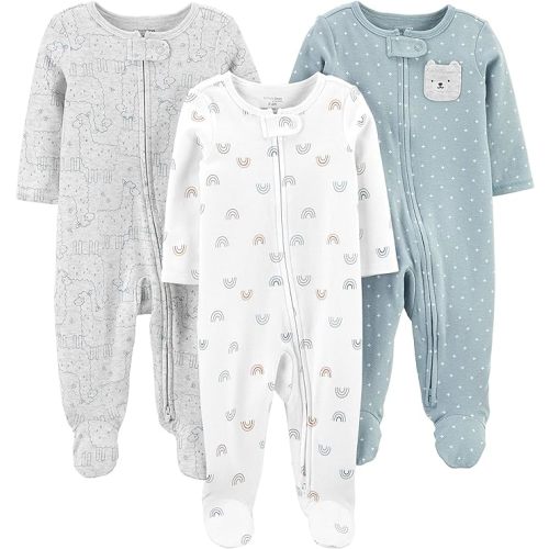 Simple Joys by Carter's Baby 3-Pack Neutral Sleep and Play - Bear/Llama/Rainbow