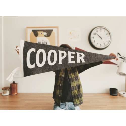 COOPER PENNANT - Custom Name Wool Felt Pennant Flag - Vintage Style Personalized Felt Pennants and Banners