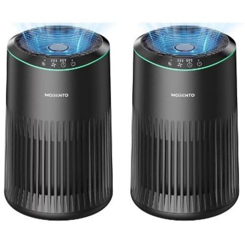 Morento 2566s Small Hepa Air Purifier With Fragrance Sponge, 22db Sleep Mode For Bedroom, 225 Sqft 2 Pack, Black