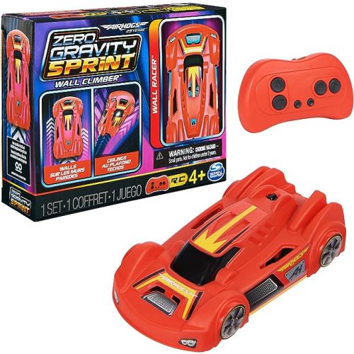 Air Hogs, Zero Gravity Sprint RC Car Wall Climber, Red USB-C Rechargeable Indoor Wall Racer, Over 4-Inches, Kids Toys for Kids Ages 4 and up