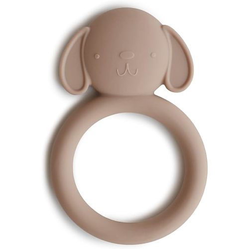 mushie Silicone Baby Teether Toy | Dog Brown