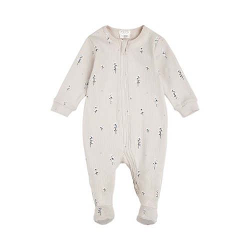 Floral Cotton Rib Footed One-Piece Pajamas