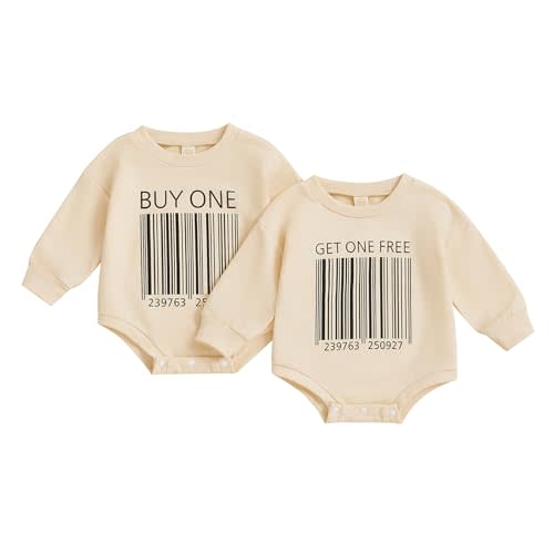 Eadrioss Newborn Baby Twins Clothes Funny Letter Print Romper Bodysuit Shirt Twins Baby Gifts Infant Boy Girl Fall Clothes