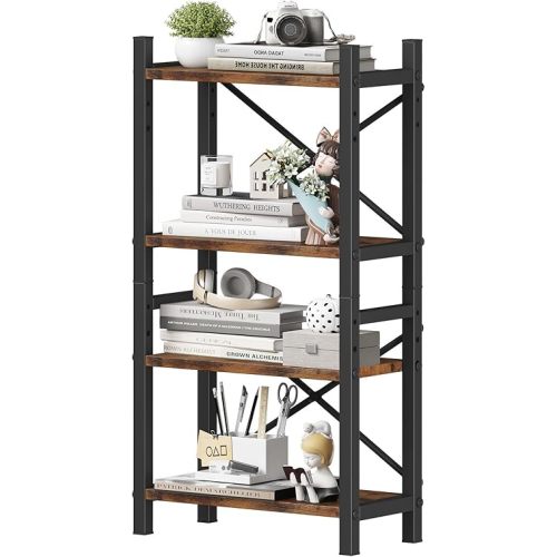 Desktop Bookshelf, 4-Tier Stackable Narrow Bookcase, Adjustable