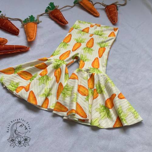Easter Carrot Baby Bell Bottoms | Toddler Bell Bottoms | Easter Outfit | Trendy Baby Photoshoot Pants | Ribbed Bell Bottoms | Farmers Market