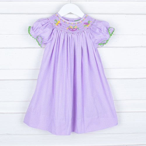 Mardi Gras Purple Smocked Bishop Dress
