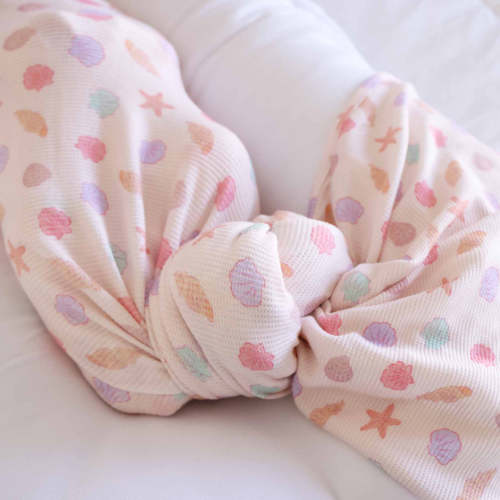 Saltwater Shells Bamboo Waffle Oversized Swaddle Blanket