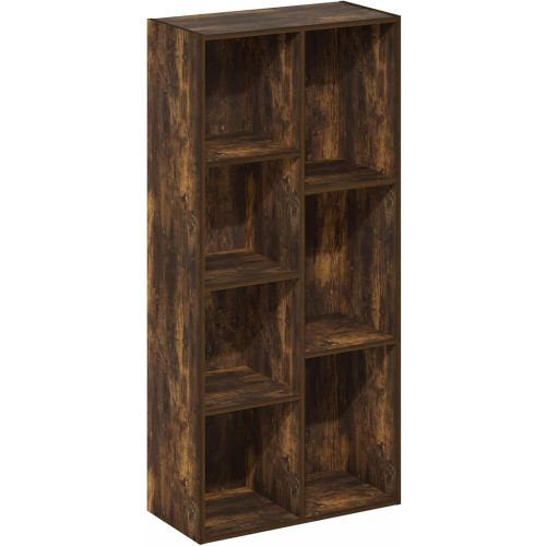 Furinno Luder 7-Cube Reversible Open Shelf, Amber Pine