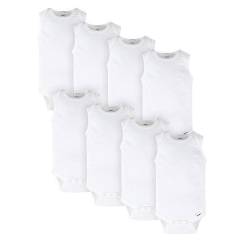 Gerber Baby Boy, Baby Girl, & Unisex Sleeveless White Onesies Bodysuits, 8-Pack (Newborn-24 Months)