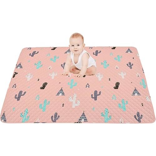 50x50 Play Mat for Playpen Foldable Baby Play Mat Large Tummy Time Mat, Non Slip Washable Baby Play Mats for Floor, Portable Travel Baby Crawling Mats for Toddlers and Infants