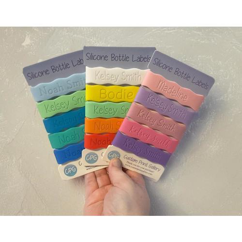 Silicone Water Bottle Labels, Waterproof Wavy Bands, Labels for Baby Bottles, Cups, Tumblers, Thermos, Reusable Name Label, Shower Gift