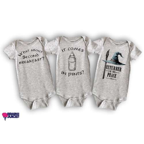 Halfling Onesie® Bundle | 3 Onesies® Included | Available in White or Heather Gray | Printed Using Direct-To-Garment Printing