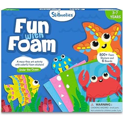 Skillmatics Art Activity - Fun with Foam Underwater Animals, No Mess Sticker Art for Kids, Craft Kits, DIY Activity, Gifts for Boys & Girls Ages 3, 4, 5, 6, 7, Travel Toys