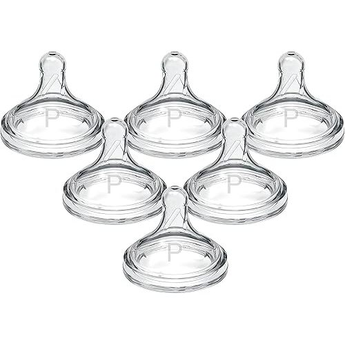 Dr. Brown's Natural Flow Preemie Flow Wide-Neck Baby Bottle Silicone Nipple, Slowest Flow, 0m+, 100% Silicone Bottle Nipple, 6 Pack
