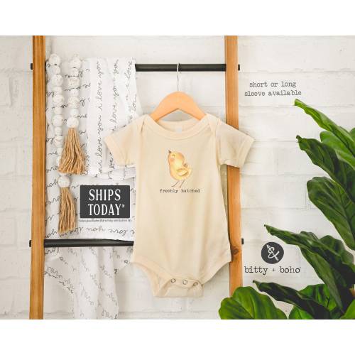 Freshly Hatched Baby Bodysuit, Chicken Baby Bodysuit, Farm Baby Bodysuit, Cute Baby Clothes, Neutral Baby Bodysuits, Minimalist Baby