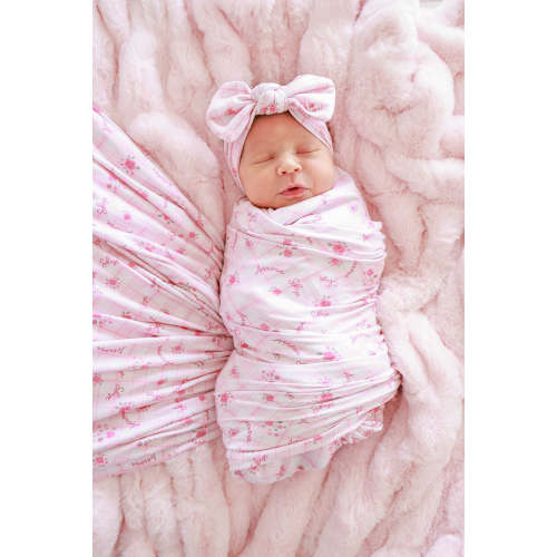 Personalized Swaddle Blanket in Primrose Plaid | Caden Lane