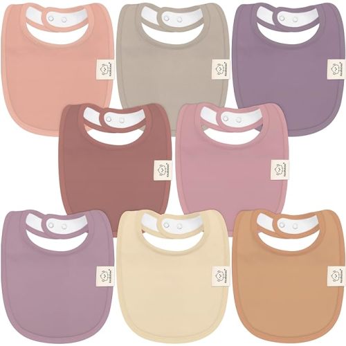 8-Pack Organic Baby Bibs for Boys, Girls - Soft Cotton Drooling and Teething Baby Bibs, Baby Girl Bibs, Baby Boy Bibs, Baby Drool Bibs for Baby Girl, Boy, Newborn Infant Bibs(Mauve)
