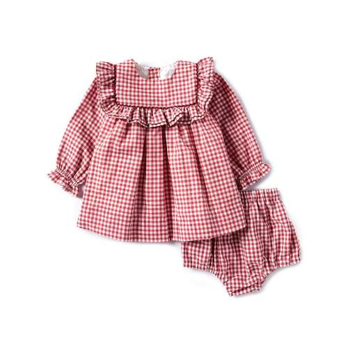 Edgehill Collection Baby Girls 3-24 Months Round Neck Long Sleeve Gingham Dress
