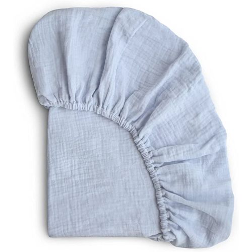 mushie Muslin Pack n Play Sheet | 24"x 38" Baby Blue