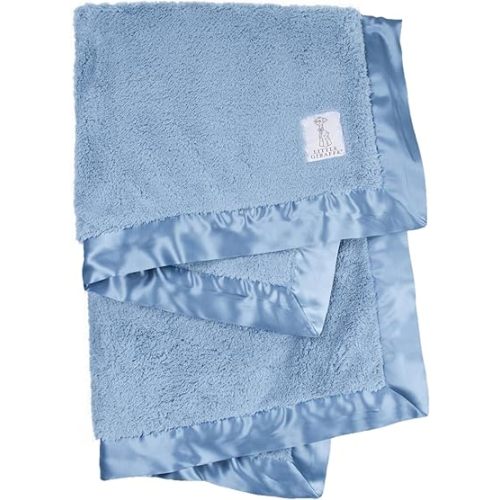 Little Giraffe Baby Blanket - Chenille Soft Blanket with Satin Trim - Baby Stroller Blanket - Newborn Baby Essentials & Gifts - 29" x 35" - Cornflower