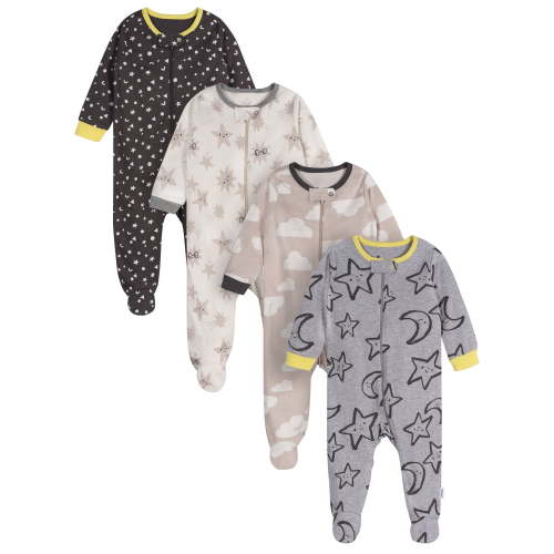 Onesies Brand Gender Neutral Sleep N Play Footed Pajamas, 4-Pack, Sizes Newborn - 6/9 Months