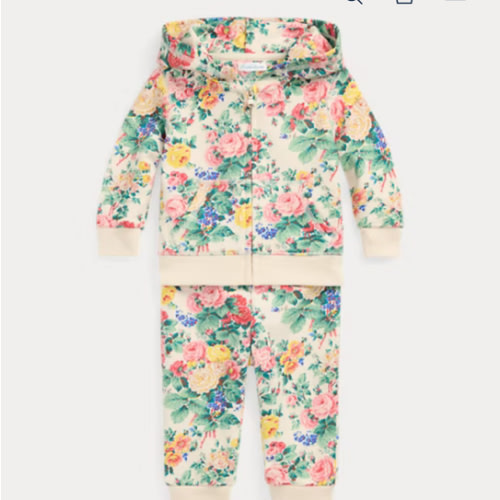 Floral Terry Full-Zip Hoodie & Pant Set