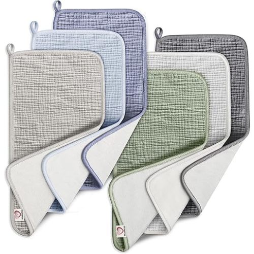 100% Cotton Muslin Burp Cloths Sets 6 Pack 20x10inch Large Burping Clothes Extra Soft Absorbent for Newborn Unisex Baby Girls and Boys (Summer)