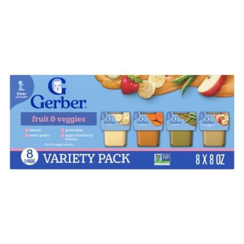Gerber 2nd Foods Fruit & Veggies Puree Classics Sampler Baby Snacks Pack - 8ct