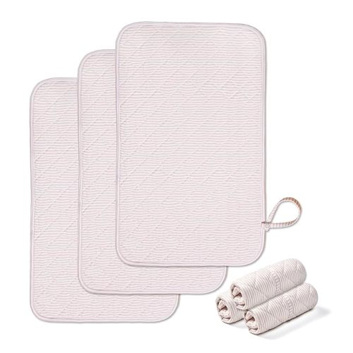 Spirich 3-Pack Reversible Changing Pad Liners, Waterproof & Wipeable Diaper Changing Mat, Thick Terry & 100% Cotton Knit, Portable Baby Changing Pad
