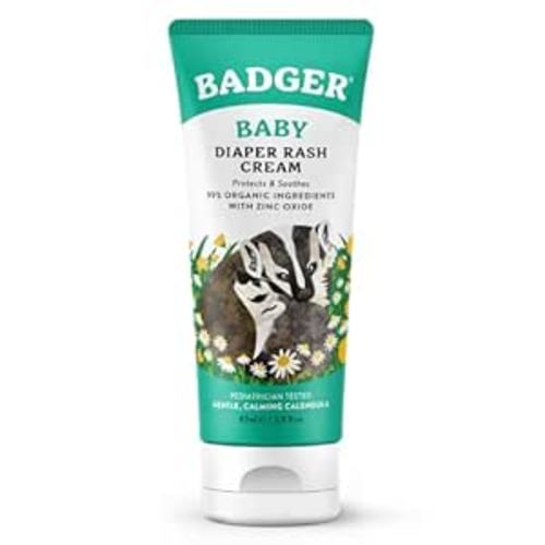 Badger Organic Diaper Rash Cream for Baby, Zinc Oxide Ointment w/Soothing Calendula Cream for Sensitive Skin, Diaper Care Barrier Cream, 2.9 fl oz - 2.9 Fl Oz (Pack of 1)