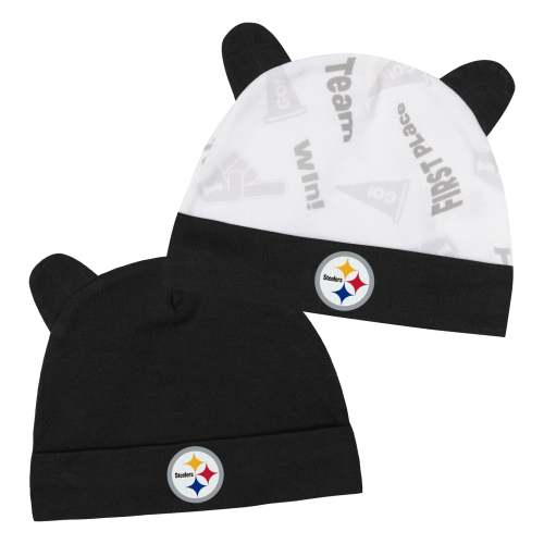 Infant Pittsburgh Steelers Black/White Baby Bear Cuffed Knit Hat Set