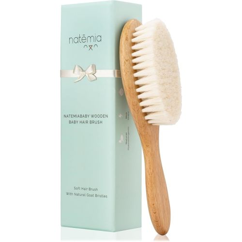 Natemia Baby Hair Brush - Soft Bristle Hair Brush Baby, Baby Registry Gift, Soft Baby Brush, Toddler Hair Brush for Boys & Girls, Newborn Baby Essentials, Newborn Hair Brush, Baby Wooden Brush