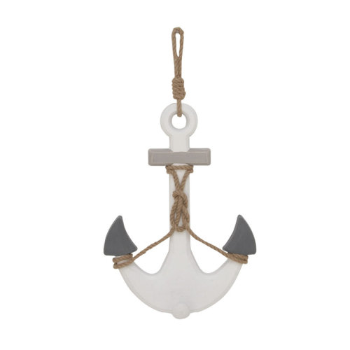 Breakwater Bay Wooden Anchor White Wall Decor with Hanging Rope & Reviews | Wayfair