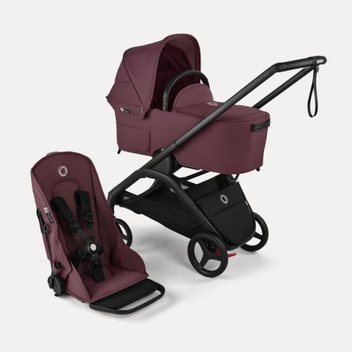 Bugaboo Dragonfly 2-in-1 pram dark cherry sun canopy, dark cherry fabrics, black base | Bugaboo
