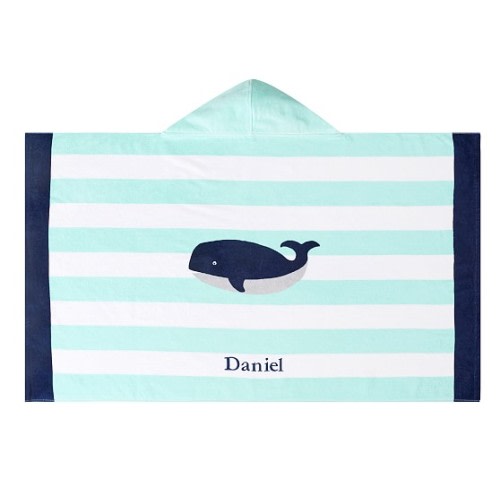 Whale Stripe Kid Beach Hooded Towel