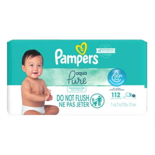 Pampers Baby Wipes Aqua Pure Fragrance-Free 112 Count (Pack of 3)