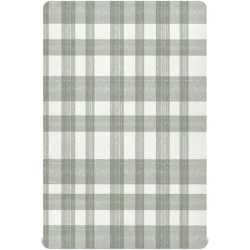 Fitted Crib Sheet for Boys Girls Sage Green Plaid Baby Crib Sheets Bassinet Sheets Crib Mattress Bed Sheets for Toddler Newborn Infant 52 X 28 in