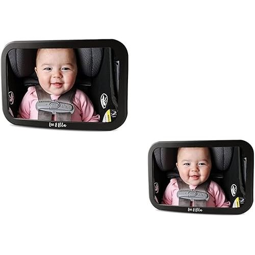 Leo&Ella 1 Large and 1 Small Baby Car Mirror Safety First, Certified Crash Tested for Rear Facing Baby Car Seat Shatterproof Mirror with Adjustable Safety Mount Crystal Clear View of Newborn