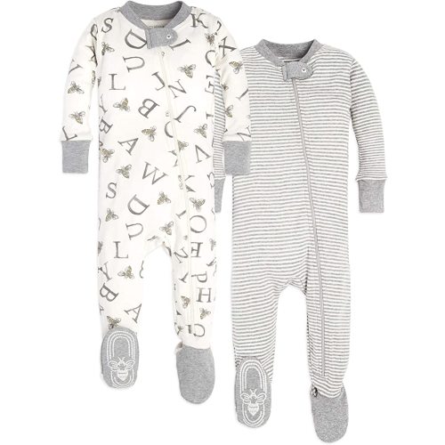 Burt's Bees Baby Boys' Pajamas, Zip-Front Non-Slip Footed Sleeper, Organic Cotton